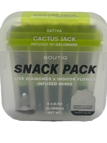 BOUTIQ Snack Pack – Live Diamond Infused mini Pre rolls – 5pk – Cactus Jack x Gelonade